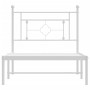Estructura de cama de metal con cabecero blanco 90x190 cm de , Camas y somieres - Ref: Foro24-374380, Precio: 64,17 €, Descue...