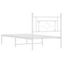 Estructura de cama de metal con cabecero blanco 90x190 cm de , Camas y somieres - Ref: Foro24-374380, Precio: 64,17 €, Descue...