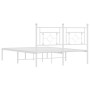 Estructura de cama con cabecero metal blanca 140x200 cm de , Camas y somieres - Ref: Foro24-374389, Precio: 98,63 €, Descuent...