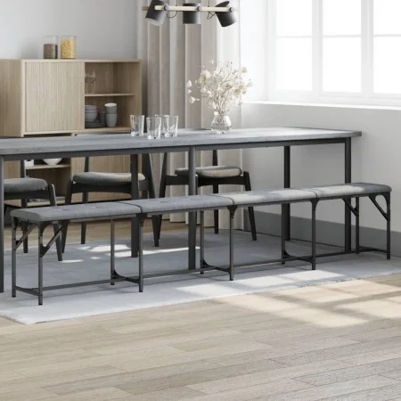 Steel and light gray fabric dining bench 248x32x45 cm by , Dining and kitchen benches - Ref: Foro24-835227, Price: 96,40 €, D...