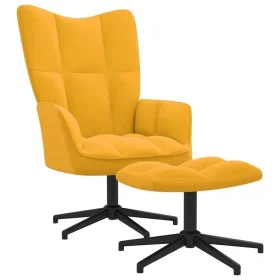 Silla de relajación con reposapiés terciopelo amarillo mostaza de , Sillones - Ref: Foro24-328113, Precio: 166,33 €, Descuent...
