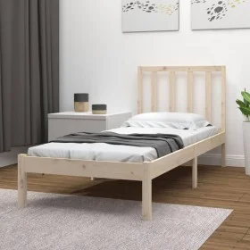 Solid pine wood bed frame 75x190 cm by , Beds and slatted bases - Ref: Foro24-3105096, Price: 87,31 €, Discount: %