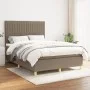 Box spring bed with taupe gray fabric mattress 140x200 cm by , Beds and slatted bases - Ref: Foro24-3142501, Price: 489,70 €,...