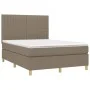Box spring bed with taupe gray fabric mattress 140x200 cm by , Beds and slatted bases - Ref: Foro24-3142501, Price: 489,70 €,...