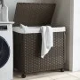 Cesto de ropa sucia con ruedas ratán marrón oscuro 60x35x60,5cm de , Cestas para ropa - Ref: Foro24-372040, Precio: 61,90 €, ...