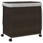 Cesto de ropa sucia con ruedas ratán marrón oscuro 60x35x60,5cm de , Cestas para ropa - Ref: Foro24-372040, Precio: 74,27 €, ...