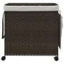 Cesto de ropa sucia con ruedas ratán marrón oscuro 60x35x60,5cm de , Cestas para ropa - Ref: Foro24-372040, Precio: 61,90 €, ...