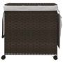 Cesto de ropa sucia con ruedas ratán marrón oscuro 60x35x60,5cm de , Cestas para ropa - Ref: Foro24-372040, Precio: 74,27 €, ...