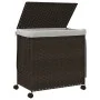 Cesto de ropa sucia con ruedas ratán marrón oscuro 60x35x60,5cm de , Cestas para ropa - Ref: Foro24-372040, Precio: 61,90 €, ...