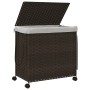 Cesto de ropa sucia con ruedas ratán marrón oscuro 60x35x60,5cm de , Cestas para ropa - Ref: Foro24-372040, Precio: 74,27 €, ...