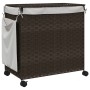 Cesto de ropa sucia con ruedas ratán marrón oscuro 60x35x60,5cm de , Cestas para ropa - Ref: Foro24-372040, Precio: 74,27 €, ...