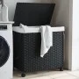 Cesto para ropa sucia con ruedas ratán negro 60x35x60,5 cm de , Cestas para ropa - Ref: Foro24-372042, Precio: 78,78 €, Descu...