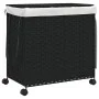 Cesto para ropa sucia con ruedas ratán negro 60x35x60,5 cm de , Cestas para ropa - Ref: Foro24-372042, Precio: 78,78 €, Descu...