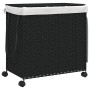 Cesto para ropa sucia con ruedas ratán negro 60x35x60,5 cm de , Cestas para ropa - Ref: Foro24-372042, Precio: 83,42 €, Descu...
