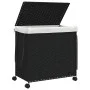 Cesto para ropa sucia con ruedas ratán negro 60x35x60,5 cm de , Cestas para ropa - Ref: Foro24-372042, Precio: 78,78 €, Descu...