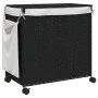 Cesto para ropa sucia con ruedas ratán negro 60x35x60,5 cm de , Cestas para ropa - Ref: Foro24-372042, Precio: 78,78 €, Descu...