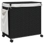 Cesto para ropa sucia con ruedas ratán negro 60x35x60,5 cm de , Cestas para ropa - Ref: Foro24-372042, Precio: 83,42 €, Descu...
