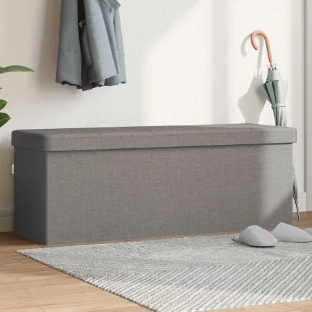 Light Gray Faux Linen Folding Storage Bench by , Benches for halls and storage - Ref: Foro24-374905, Price: 64,15 €, Discount: %
