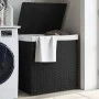 Cesto ropa sucia 2 secciones ratán sintético negro 53x35x57 cm de , Cestas para ropa - Ref: Foro24-372037, Precio: 66,82 €, D...
