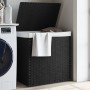 Cesto ropa sucia 2 secciones ratán sintético negro 53x35x57 cm de , Cestas para ropa - Ref: Foro24-372037, Precio: 63,72 €, D...