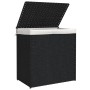 Cesto ropa sucia 2 secciones ratán sintético negro 53x35x57 cm de , Cestas para ropa - Ref: Foro24-372037, Precio: 63,72 €, D...
