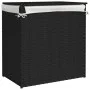 Cesto ropa sucia 2 secciones ratán sintético negro 53x35x57 cm de , Cestas para ropa - Ref: Foro24-372037, Precio: 66,82 €, D...