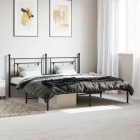 Estructura de cama con cabecero metal negro 183x213 cm de , Camas y somieres - Ref: Foro24-374344, Precio: 104,46 €, Descuent...