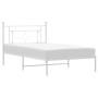 Estructura de cama de metal con cabecero blanco 107x203 cm de , Camas y somieres - Ref: Foro24-374384, Precio: 71,61 €, Descu...