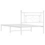 Estructura de cama de metal con cabecero blanco 107x203 cm de , Camas y somieres - Ref: Foro24-374384, Precio: 71,61 €, Descu...