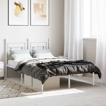 Estructura de cama de metal con cabecero blanca 120x200 cm de , Camas y somieres - Ref: Foro24-374386, Precio: 87,82 €, Descu...