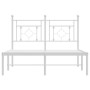 Estructura de cama de metal con cabecero blanca 120x200 cm de , Camas y somieres - Ref: Foro24-374386, Precio: 87,82 €, Descu...