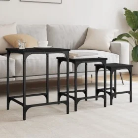 Mesas de centro apilables 3 piezas madera de ingeniería negro de , Mesas de centro - Ref: Foro24-838928, Precio: 36,66 €, Des...