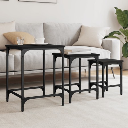 Mesas de centro apilables 3 piezas madera de ingeniería negro de , Mesas de centro - Ref: Foro24-838928, Precio: 41,16 €, Des...