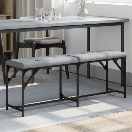Banco de comedor acero y tela gris claro 124x32x45 cm de , Bancos de comedor y cocina - Ref: Foro24-835221, Precio: 56,86 €, ...