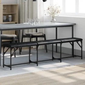 Banco de comedor acero y cuero sintético negro 186x32x45 cm de , Bancos de comedor y cocina - Ref: Foro24-835223, Precio: 79,...