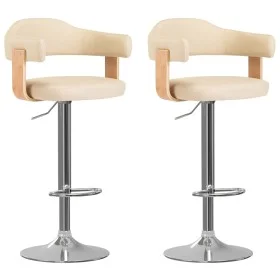 Taburetes de cocina 2 uds cuero sintético madera curvada crema de , Taburetes de cocina - Ref: Foro24-327337, Precio: 197,42 ...