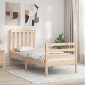 Estructura de cama individual con cabecero madera maciza de , Camas y somieres - Ref: Foro24-3194206, Precio: 89,94 €, Descue...