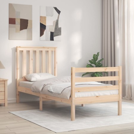 Estructura de cama individual con cabecero madera maciza de , Camas y somieres - Ref: Foro24-3194206, Precio: 91,11 €, Descue...