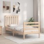 Estructura de cama individual con cabecero madera maciza de , Camas y somieres - Ref: Foro24-3194206, Precio: 91,11 €, Descue...