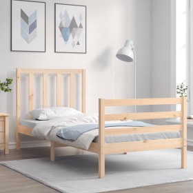 Estructura de cama individual con cabecero madera maciza de , Camas y somieres - Ref: Foro24-3193751, Precio: 89,58 €, Descue...