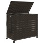 Cesto de ropa sucia con ruedas ratán marrón oscuro 66x35x60 cm de , Cestas para ropa - Ref: Foro24-372045, Precio: 93,71 €, D...