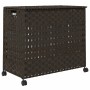 Cesto de ropa sucia con ruedas ratán marrón oscuro 66x35x60 cm de , Cestas para ropa - Ref: Foro24-372045, Precio: 93,71 €, D...