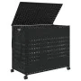 Cesto para ropa sucia con ruedas ratán negro 66x35x60 cm de , Cestas para ropa - Ref: Foro24-372047, Precio: 92,87 €, Descuen...