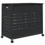 Cesto para ropa sucia con ruedas ratán negro 66x35x60 cm de , Cestas para ropa - Ref: Foro24-372047, Precio: 83,20 €, Descuen...
