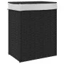 Cesto de ropa sucia con tapa ratán sintético negro 46x33x60 cm de , Cestas para ropa - Ref: Foro24-372032, Precio: 69,99 €, D...