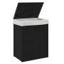 Cesto de ropa sucia con tapa ratán sintético negro 46x33x60 cm de , Cestas para ropa - Ref: Foro24-372032, Precio: 69,99 €, D...