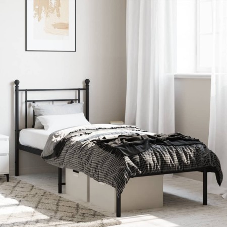 Estructura de cama con cabecero metal negro 75x190 cm de , Camas y somieres - Ref: Foro24-374329, Precio: 76,24 €, Descuento: %