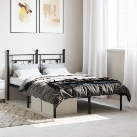 Estructura de cama con cabecero metal negro 120x190 cm de , Camas y somieres - Ref: Foro24-374336, Precio: 88,23 €, Descuento: %