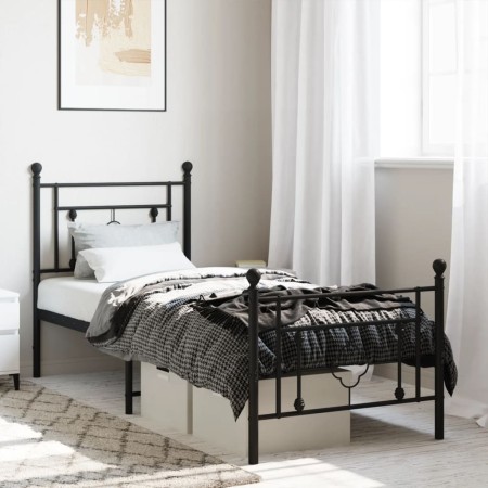 Estructura de cama con cabecero y estribo metal negro 80x200 cm de , Camas y somieres - Ref: Foro24-374348, Precio: 77,33 €, ...