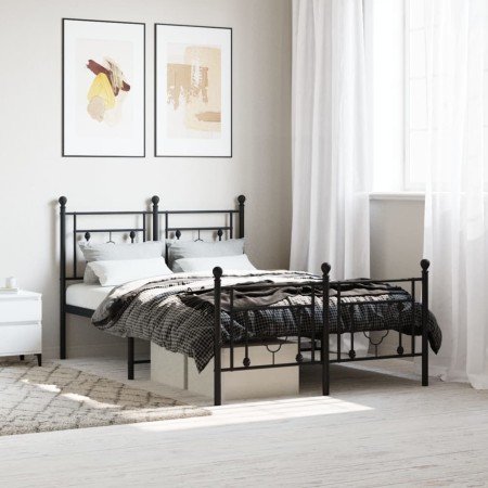 Estructura de cama cabecero y estribo metal negro 120x200 cm de , Camas y somieres - Ref: Foro24-374355, Precio: 111,24 €, De...